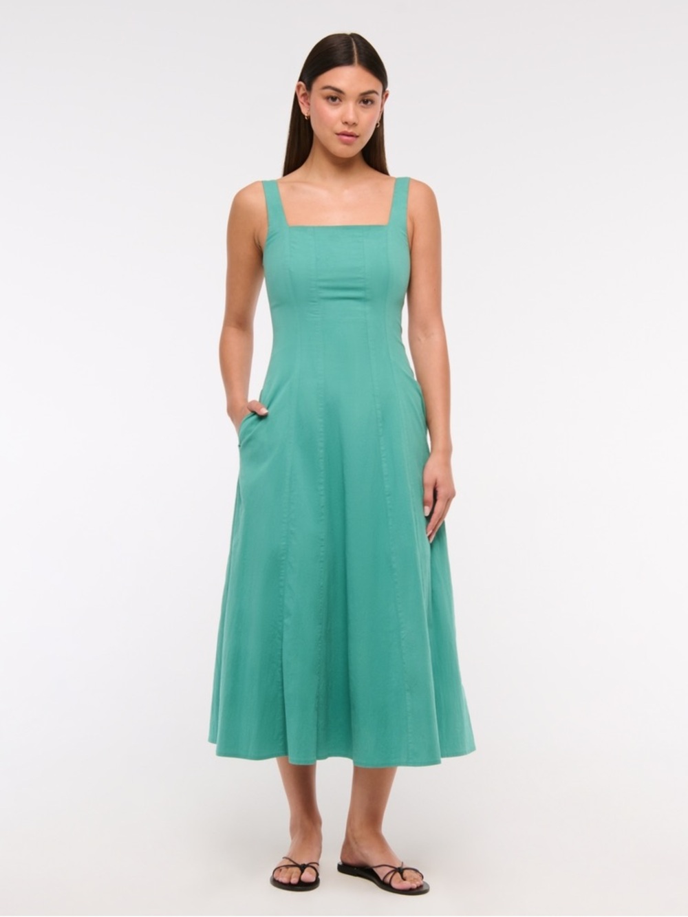 A&F Mila Linen Blend Midi in teal size MP